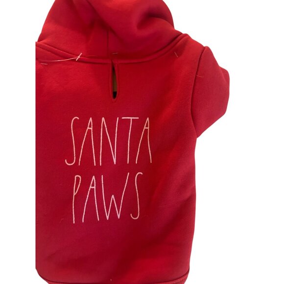 Rae Dunn Pet Dog Hoodie Sweatshirt Clothing Red “Santa’s Paw's SZ. MED New - Picture 2 of 5